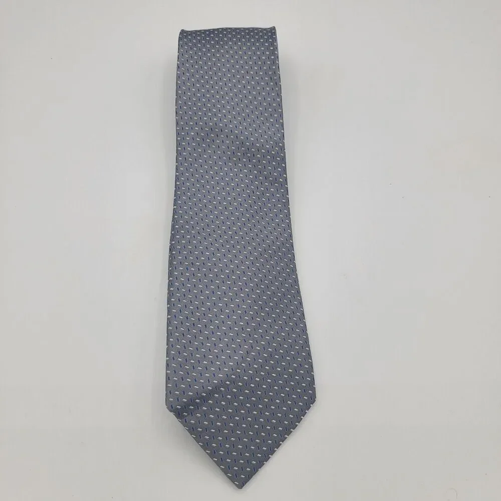 Mens Necktie Geoffrey Beene Tie Silver, Size 58in x 3.5 100% Silk suit Vintage